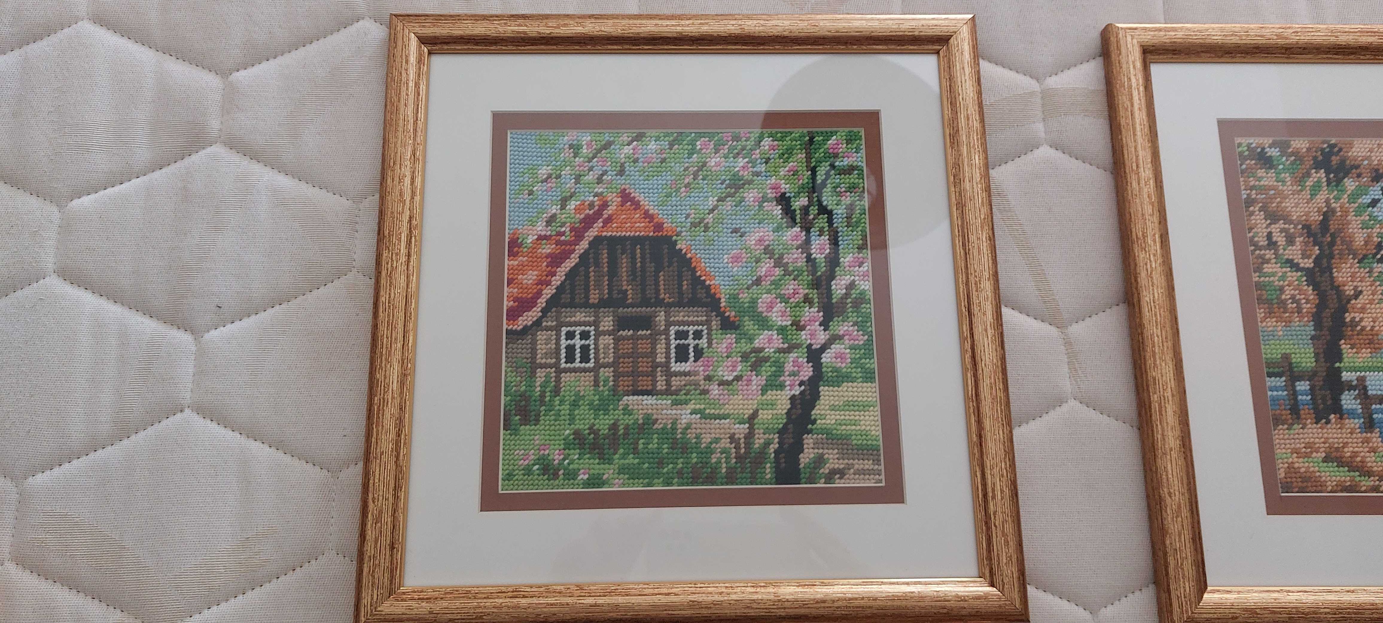 Conjunto quadros bordados à mão