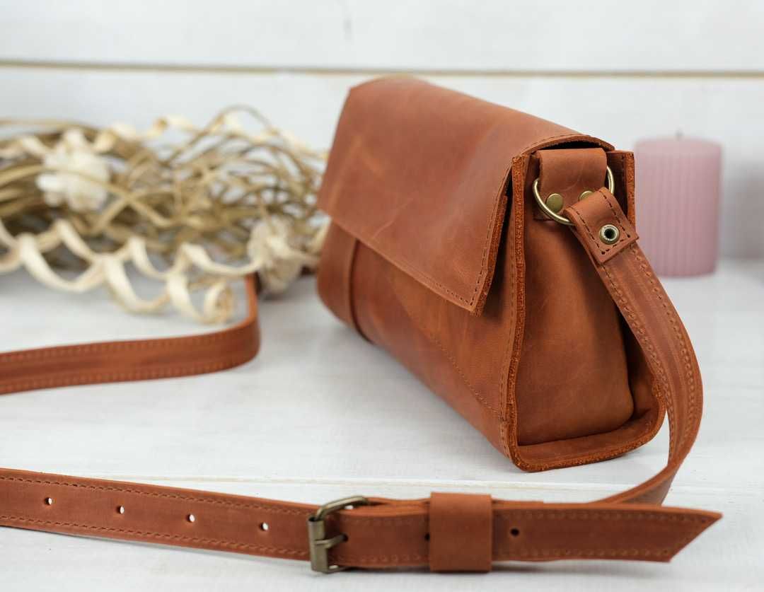 Torebka Crossbody z naturalnej skóry - brązowa