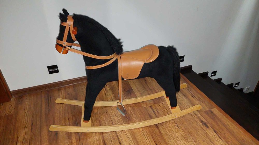 Koń na biegunach -DUŻY XXL - czarny