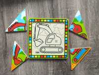 Drewniana układanka puzzle pojazdy Big-Jigs kopara dla najmłodszych