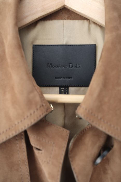 Massimo Dutti Długi skorzany trencz