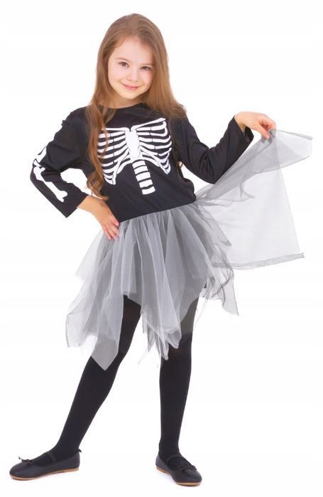 strój szkielet dla dziewczynki rozmiar l 130-140 halloween karnawał