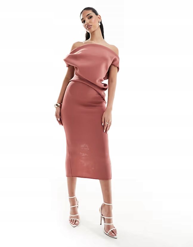 Asos Design 42 Xl Sukienka Rose Stylowa Scuba J27859