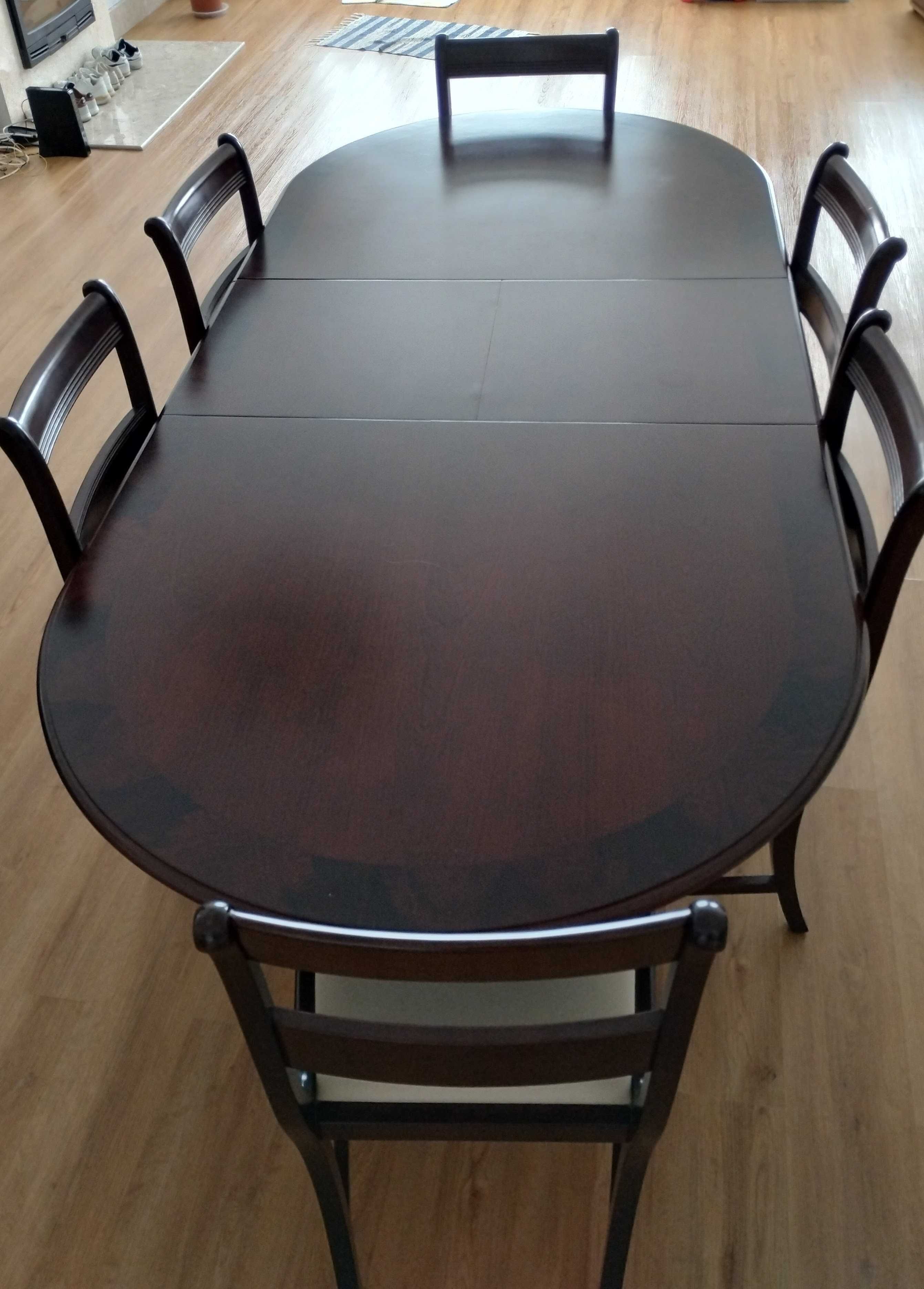 Conjunto Mesa de Jantar + 6 cadeiras com Balcão e Espelho