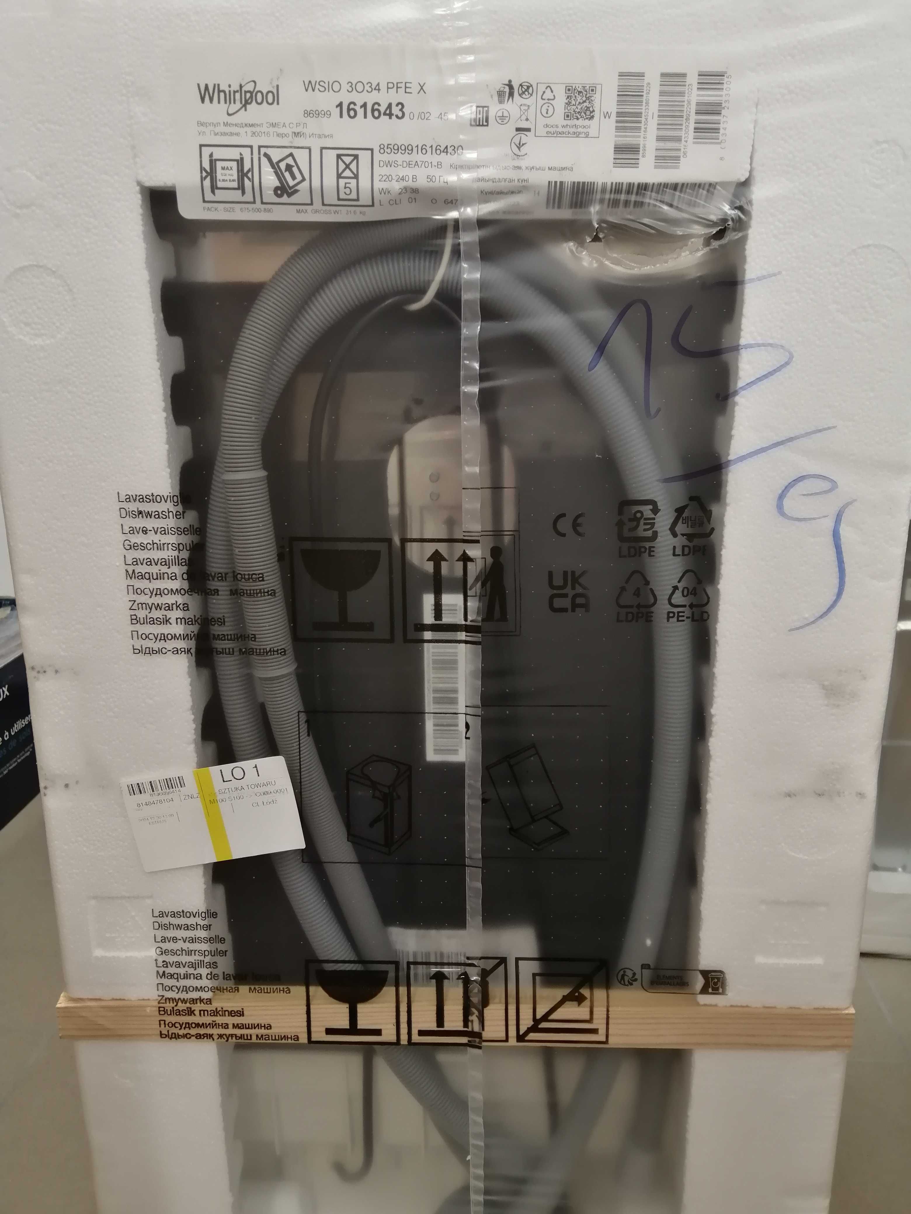Zmywarka pod zabudowę WHIRLPOOL WSIO 3034 PFEX