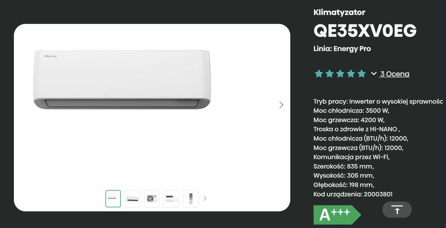 Hisense 4.8KW Ai Pro SMART Klimatyzator Grzanie A+++ WiFi - 51% RABAT