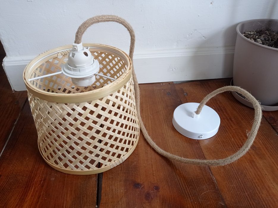 Lampa BOHO, żyrandol, lampka, klosz bambusowy