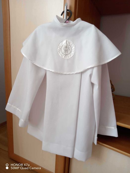 Alba komunijna chłopięca krótka z kołnierzem  IDEALNY STAN !