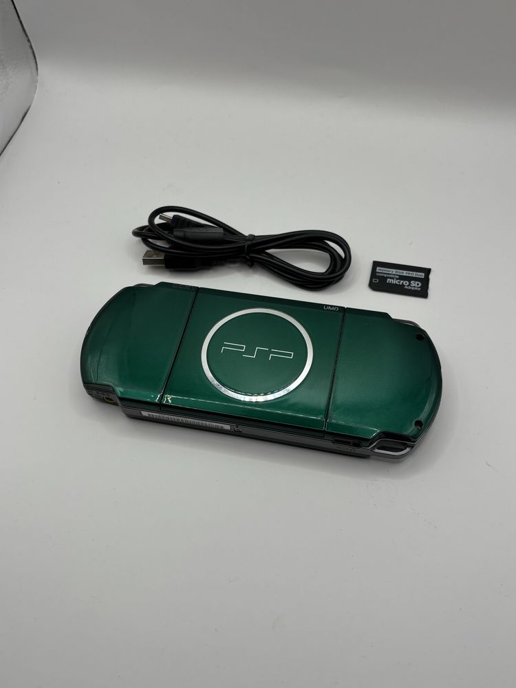 zielona konsola PSP 3000 slim + adapter + kabel spirited green