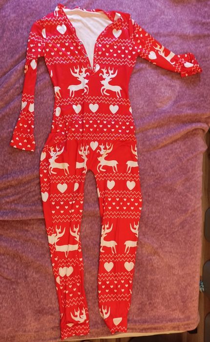 Świąteczne onesie piżama damska jednoczęściowa