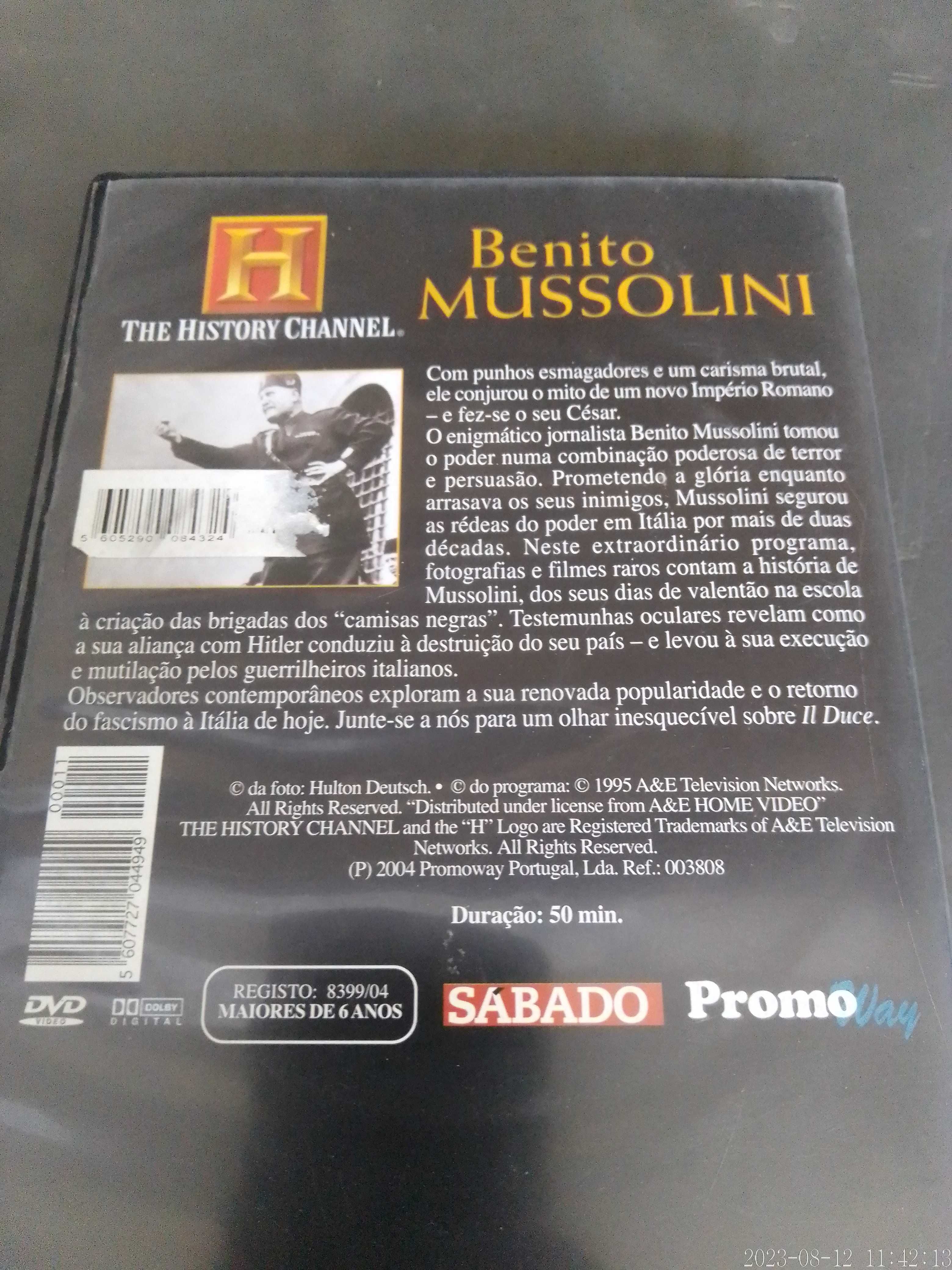 Dvd BENITO MUSSOLINI Documentário do Canal História History Il Duce