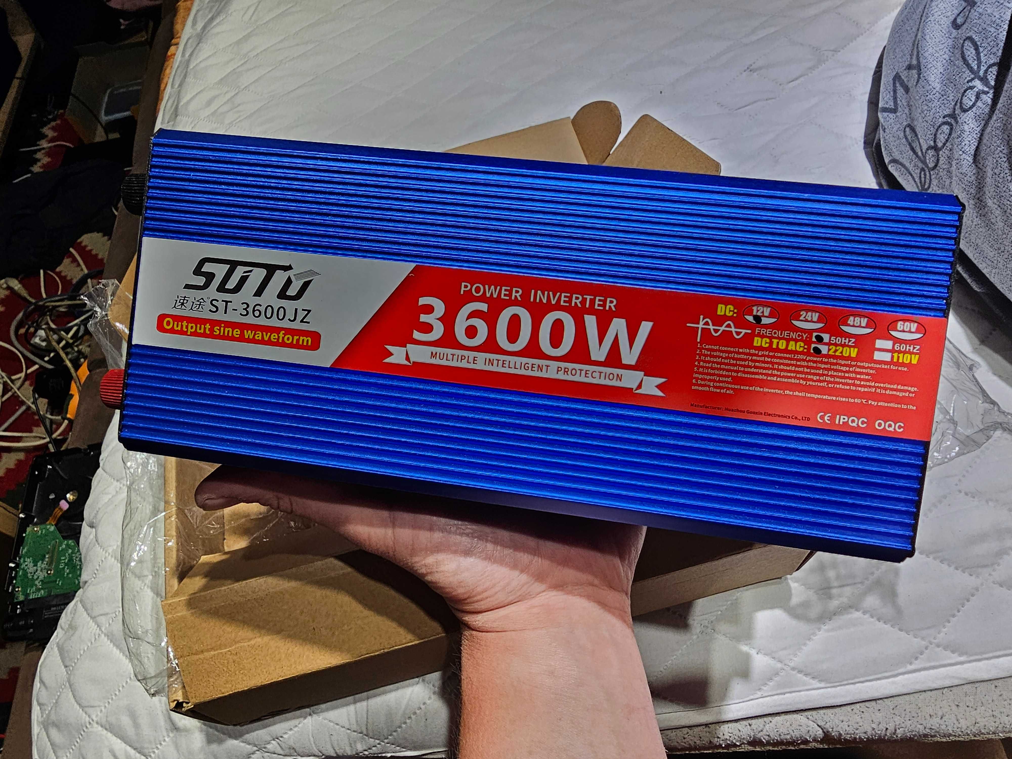 Якісний інвертор SUTU 3600W чистий синус, з кольоровим дисплеєм