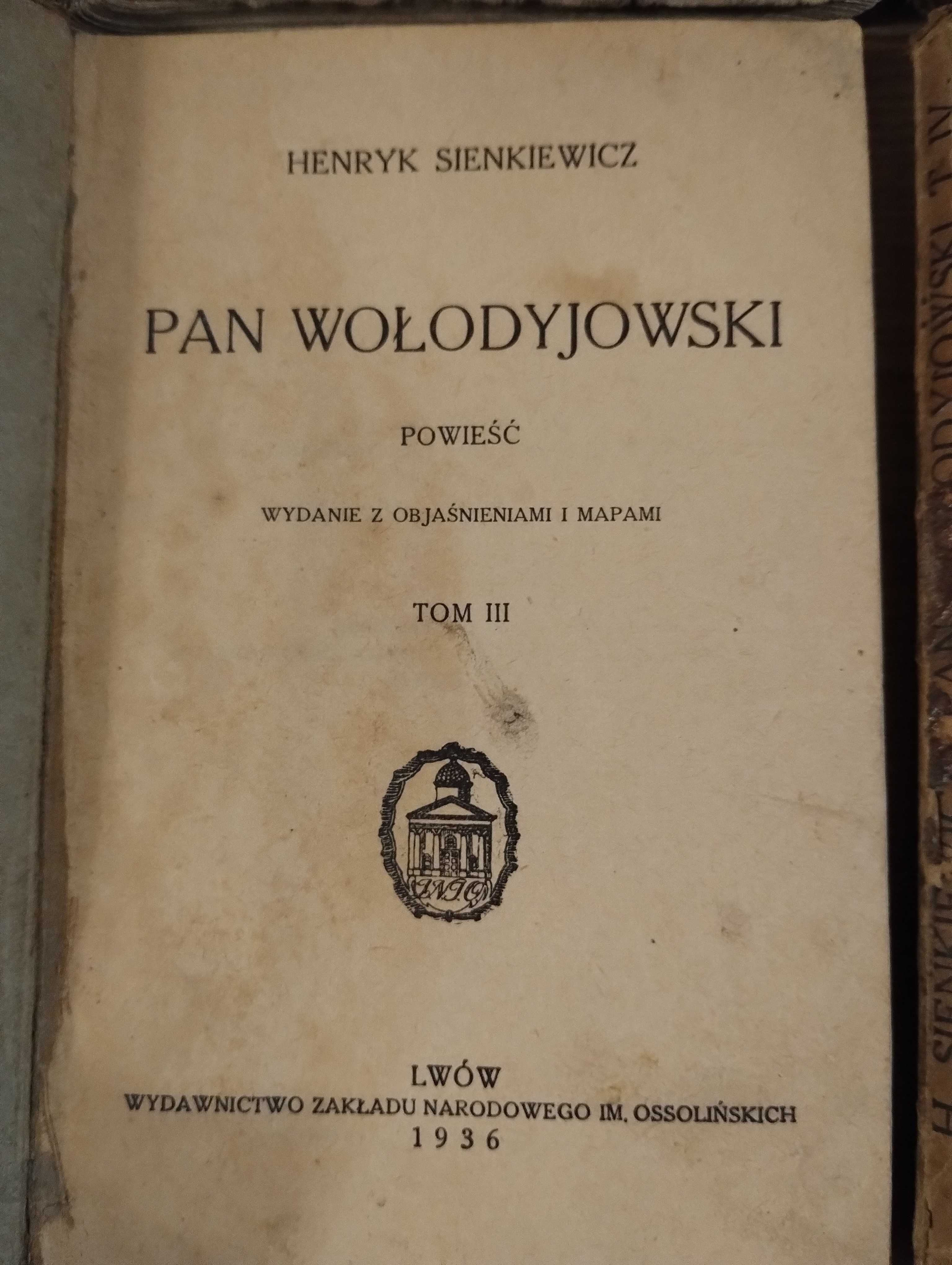 4x Henryk Sienkiewicz Pan Wołodyjowski tom 1-4 1936