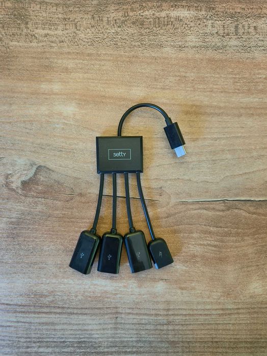 Hub USB-C –> 3x USB + USB-C, OTG, ładowanie, kabel 20 cm