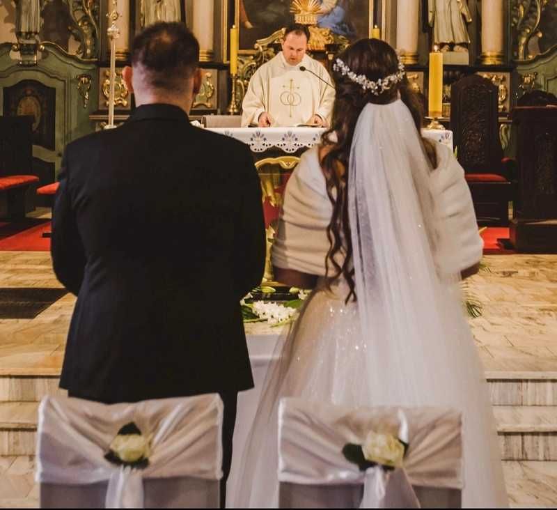 Welon katedralny brokatowy ślubny 3m brokat długi do kościoła