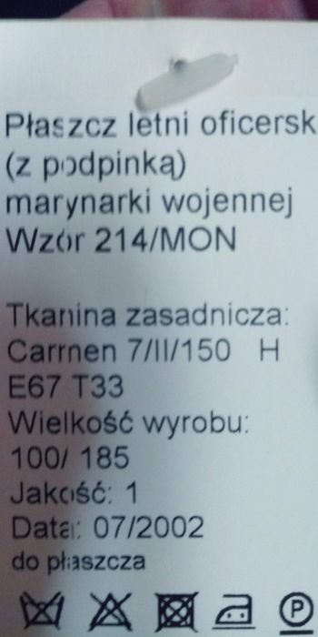 Nowy płaszcz letni oficerski MW