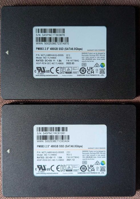 SSD 2.5 Samsung SM883/863a 240-256-480gb MLC Enterprise !!!