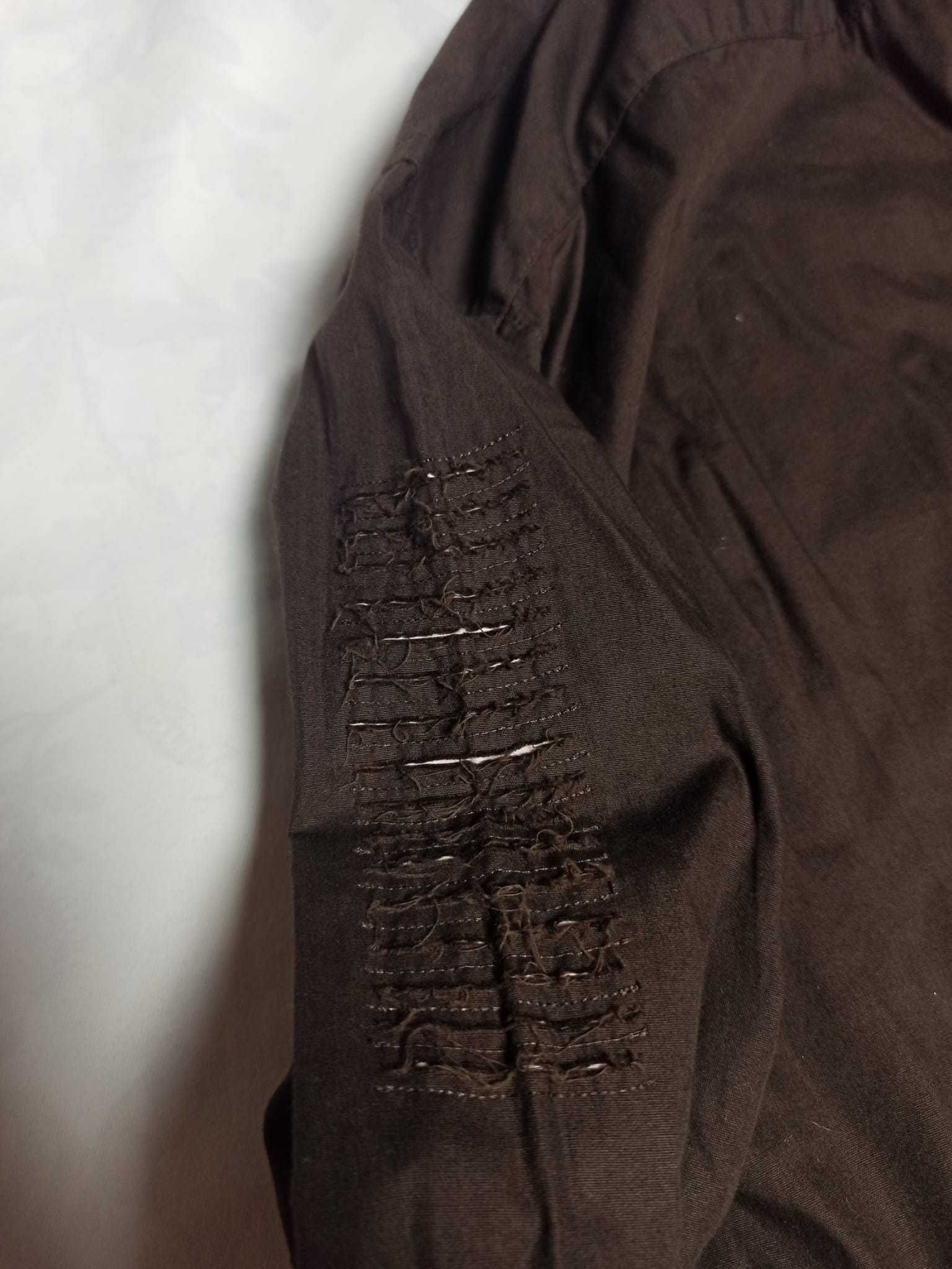 Avant Garde Ripped Patterned Distressed Button Up Shirt