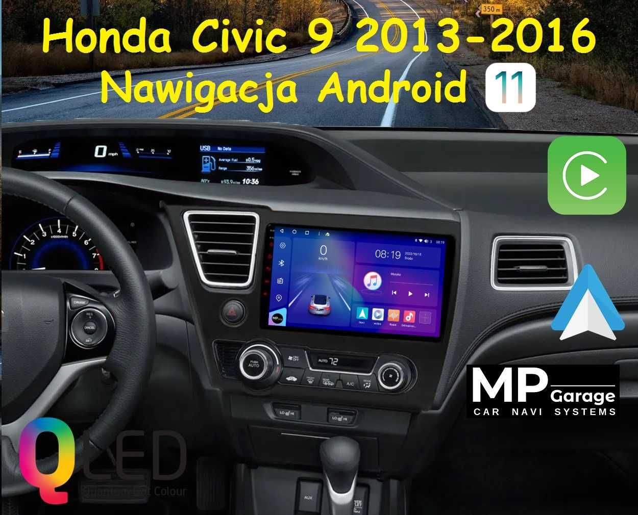 HONDA CIVIC 9 Radio Android 4G LTE Apple CarPlay/AA Qled Montaż!!!