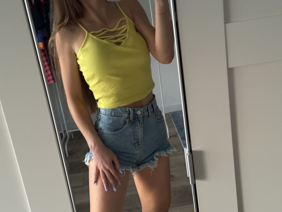 Top crop zara ozdobny przód