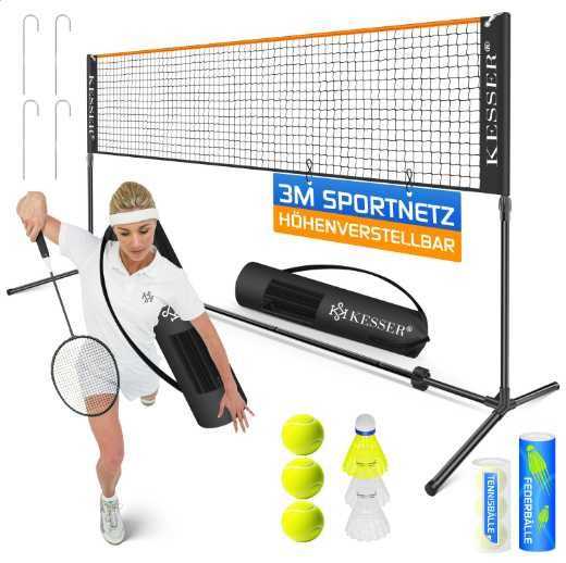 Siatka KESSER 300cm do badmintona i tenisa regulowana z zestawem