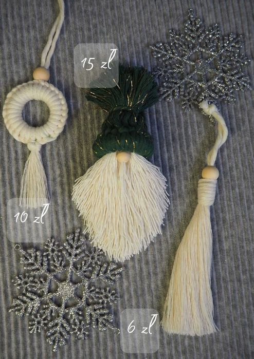 Ozdoby choinkowe świąteczne makrama