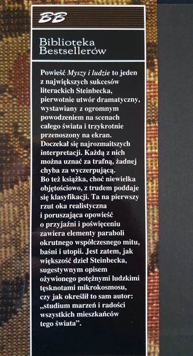 John Steinbeck Myszy i ludzie Biblioteka Bestsellerów BB