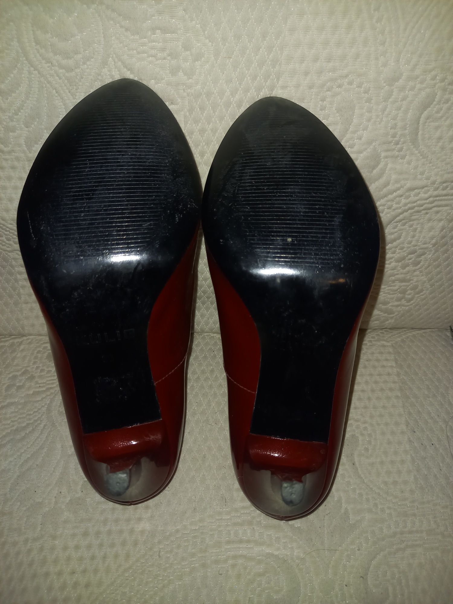Buty skorzane lakierowane szpilki Kulig czerwone wiśnia 38