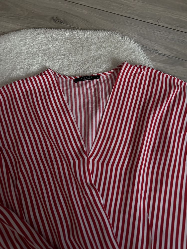 Czerwona bluzka w białe paski biała bluzka w czerwone paski Mohito 36