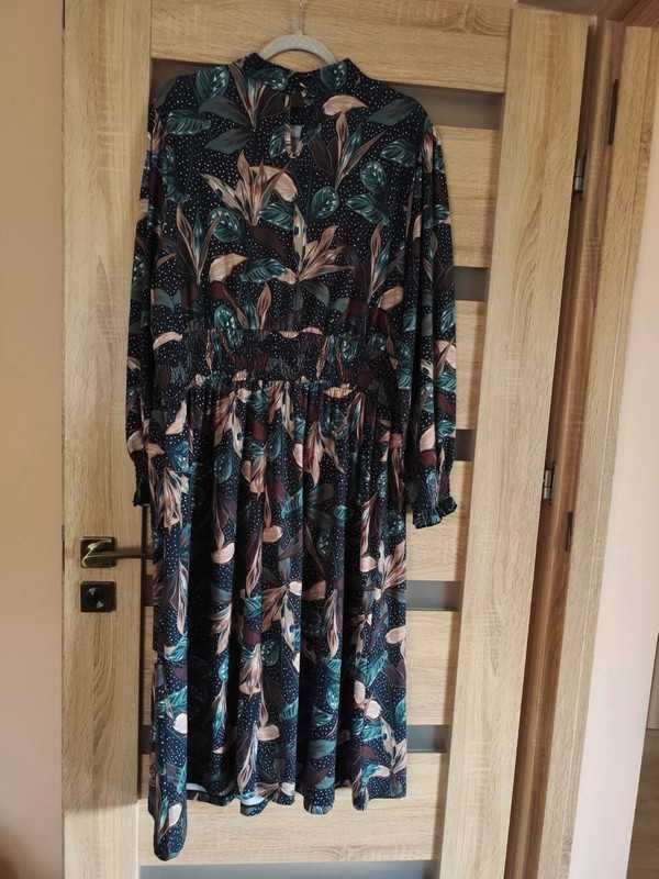 midi piękna sukienka bodyflirt 48/50 wzór bez wad