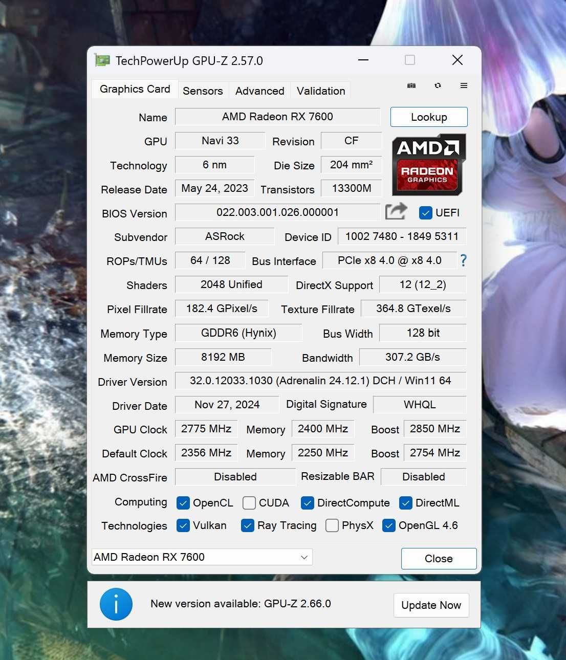 AMD Radeon RX7600 8GB