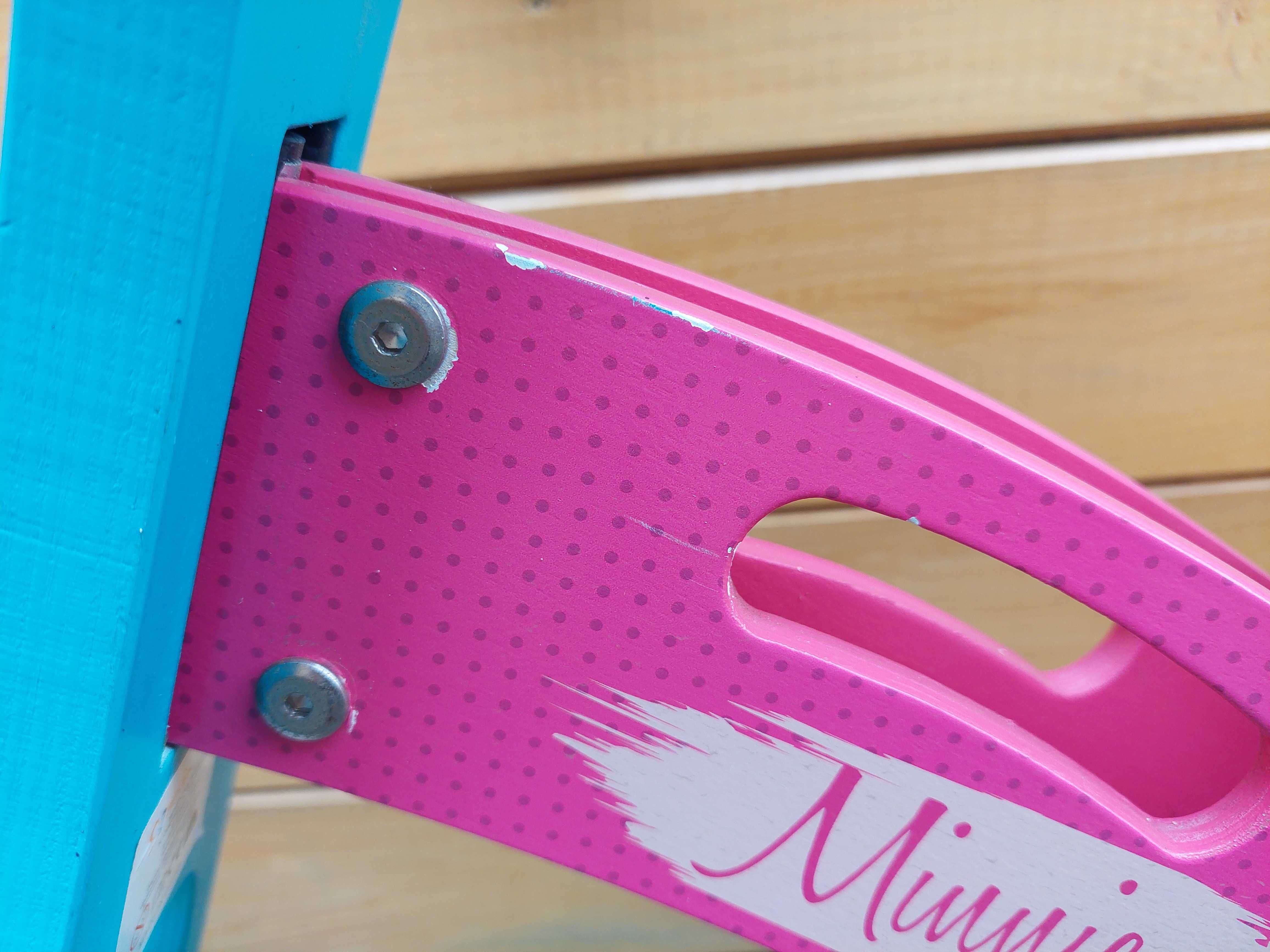 Rower biegowy drewniany Myszka Mini 12" różowy Bie7