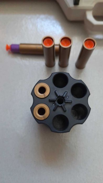 Пистолет детский, мягкие пульки, на гильзах, револьвер, аккумулятор