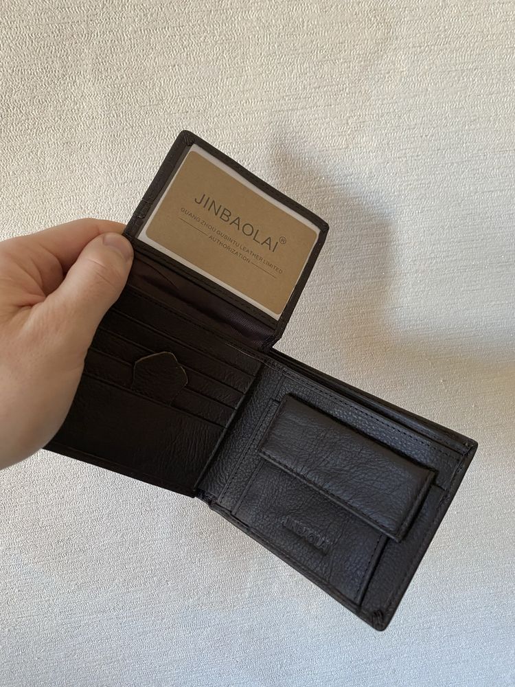 РОЗПРОДАЖ! Новий шкіряний КОРИЧНЕВИЙ чоловічий гаманець JINBAOLAI