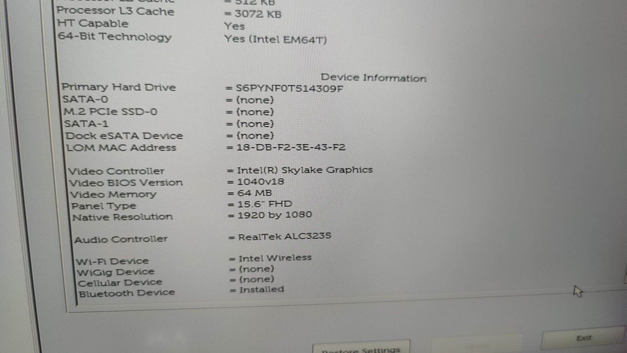 Laptop Dell latitude E5570