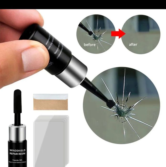 Полімерный клей для ремонта тріщін лобового скла з уф лампою в наборі