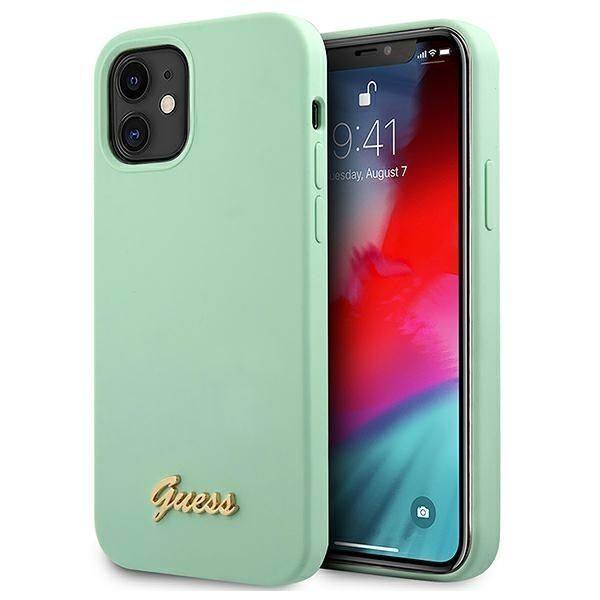 Guess Etui Silicone Vintage Zielony iPhone 12 Mini 5,4"