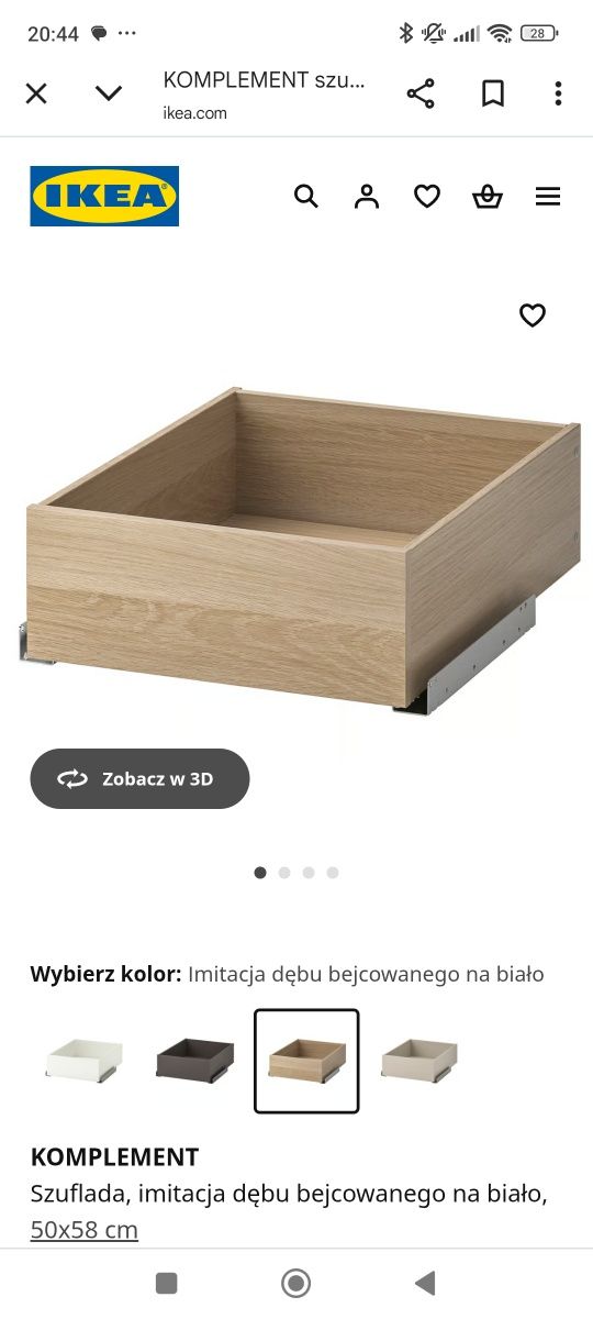 Szuflada IKEA Komplement 100 cm i 50 cm