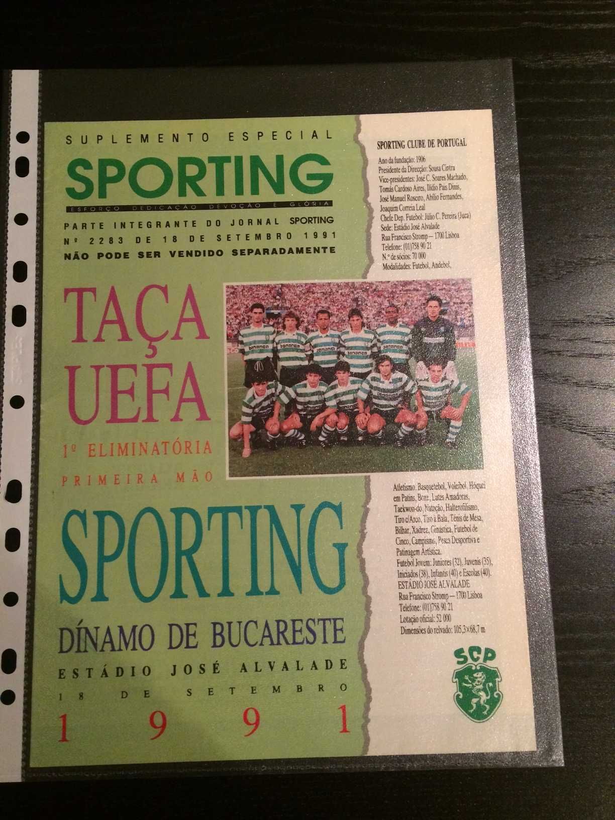 Sporting - Revistas de Jogo Antigos - (Liga Campeões/Liga Europa/Uefa)