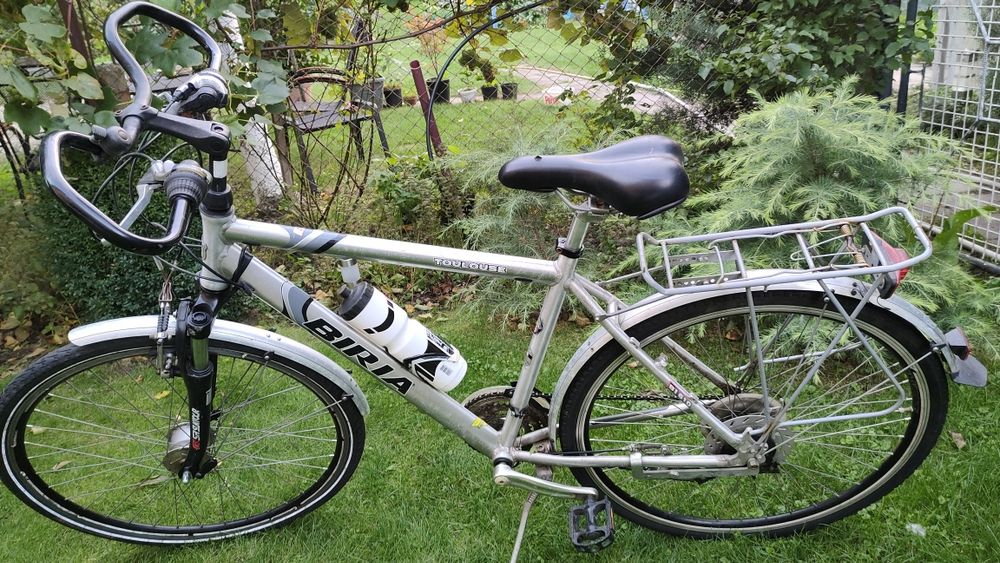 Rower męski srebrny aluminiowy Biria