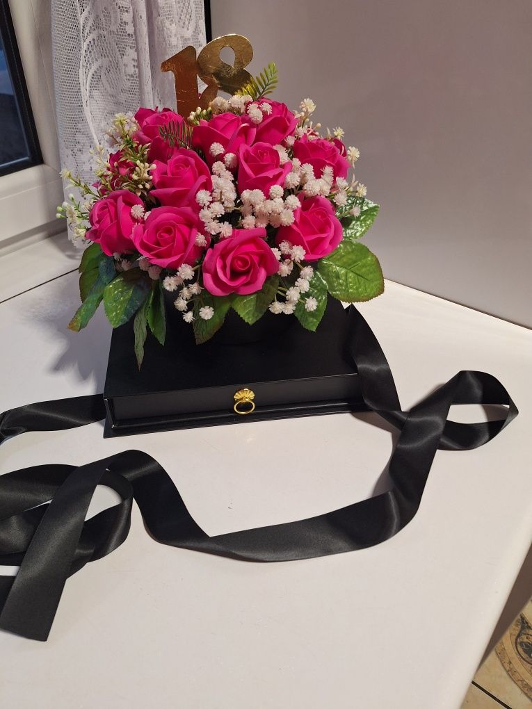 Róże mydlane pachnące flower box z szufladka,  wesele , prezent , 18