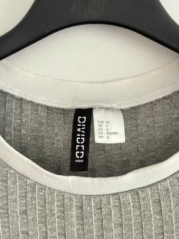Sukienka obcisła w prążki H&M szara młodzieżowa na lato XS