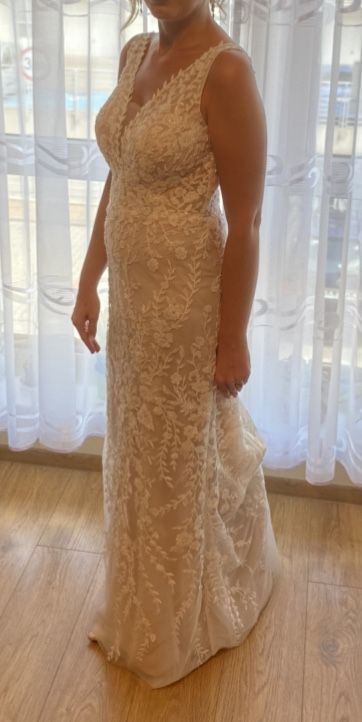 Piękna suknia ślubna w kolorze szampańskim rozmiar M