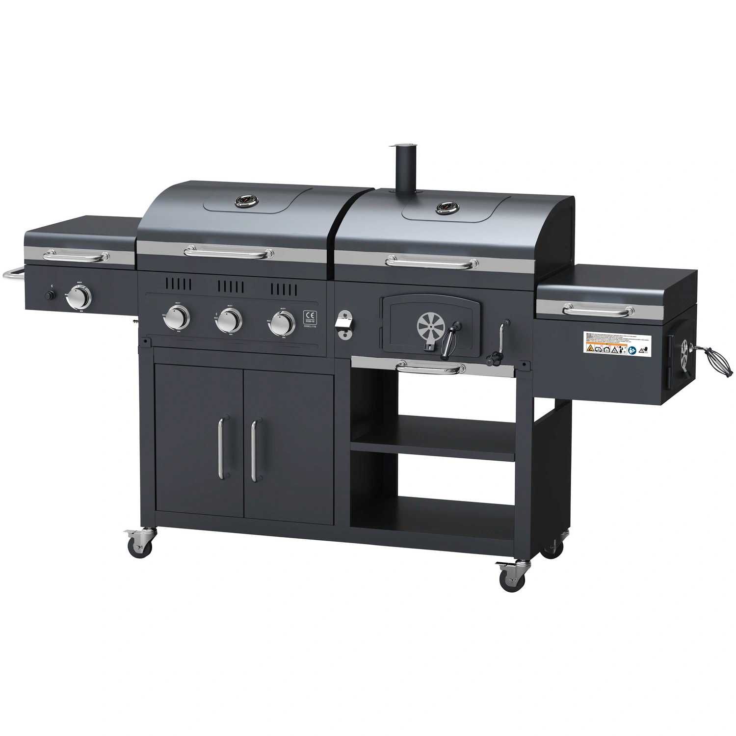 Grill węglowo-gazowy + wędzarnia duży Grill gazowy