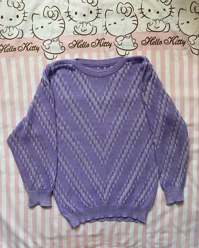 Fioletowy wzorzysty sweter XL/XXL 42/44