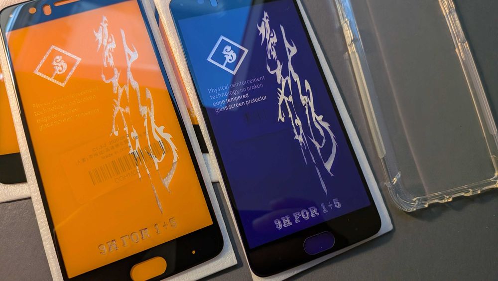 Szkło 9H do OnePlus 5 - pakiet, komplet, 4 sztuki + etui gratis