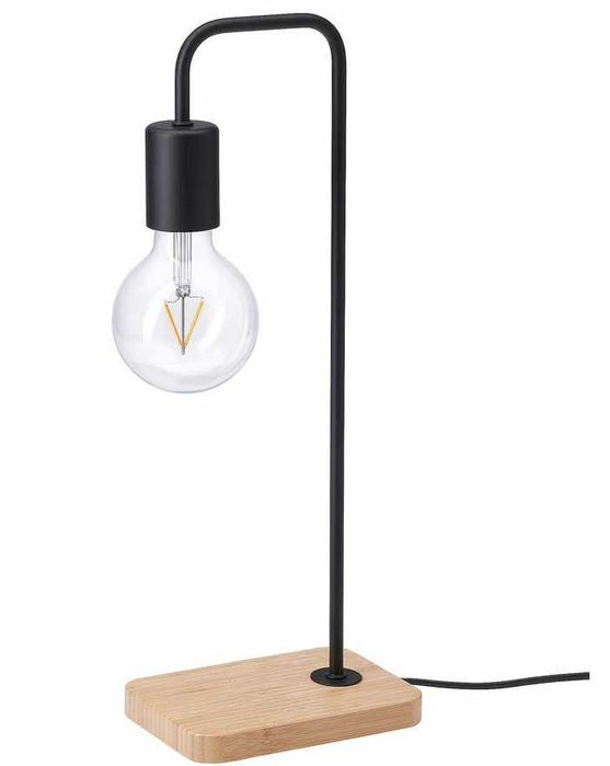 2 Abajures / Candeeiro de mesa, preto/bambu