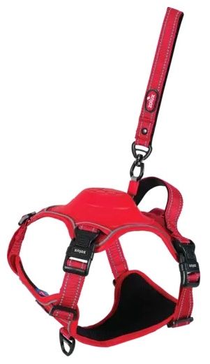 Szelki dla psa z wbudowaną smyczą automatyczną - Zolux XL czerwone