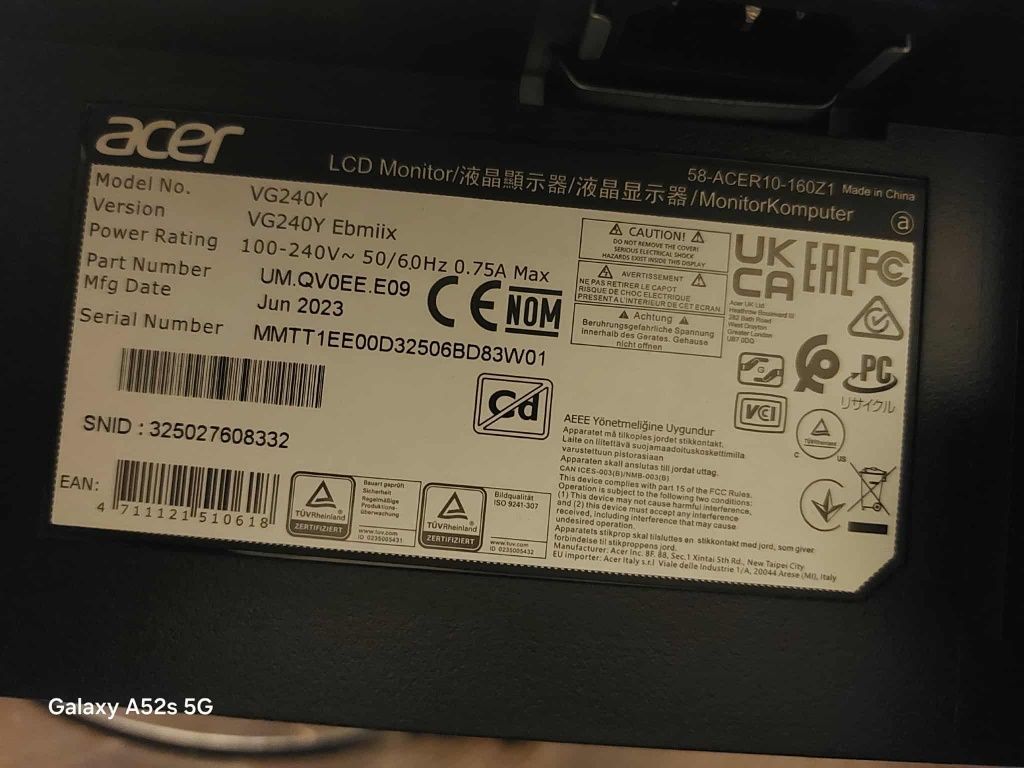 Monitor gamingowy Acer Nitro VG240Y – 23,8” FHD, IPS, FreeSync