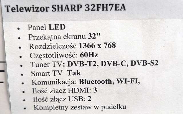 Telewizor TV SHARP 32FH7EA 32" LED SMART